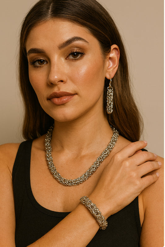 Stainless Steel Byzantine Weave Set