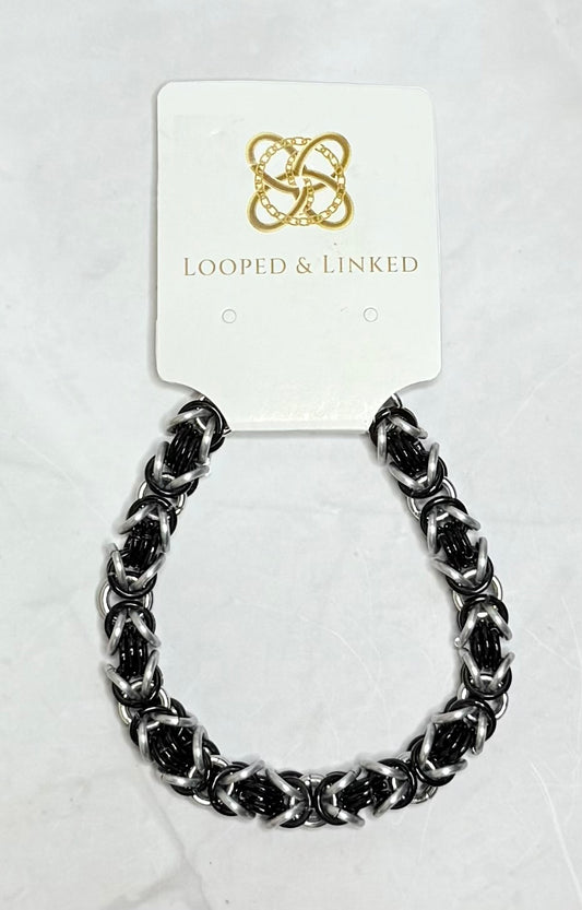 Black and Frost Byzantine Weave Bracelet